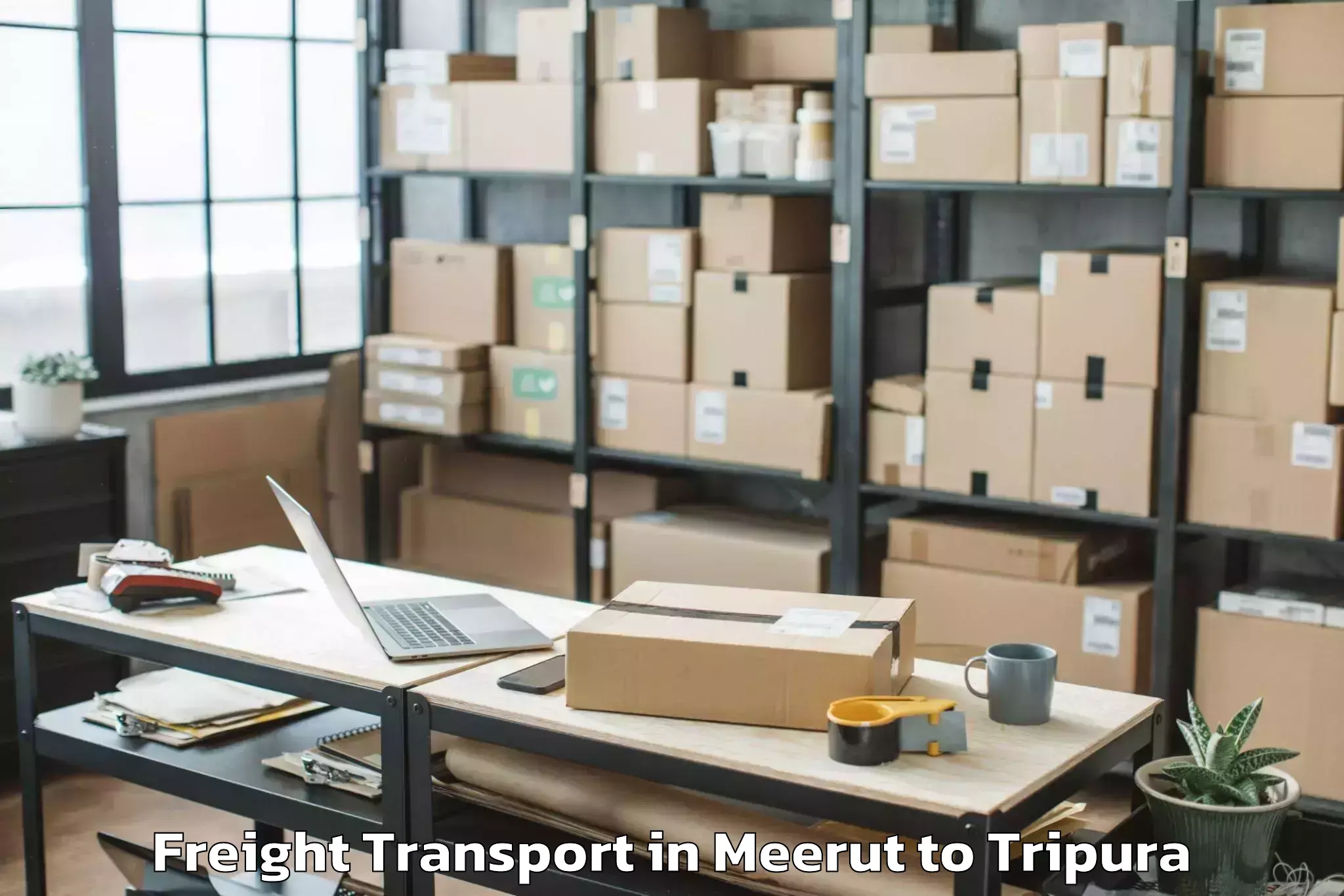 Professional Meerut to Teliamura Freight Transport